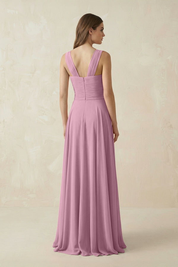 Sweetheart Pleated A - Line Chiffon Bridesmaid Dress in Vintage Mauve - KissProm Bridesmaid Dresses