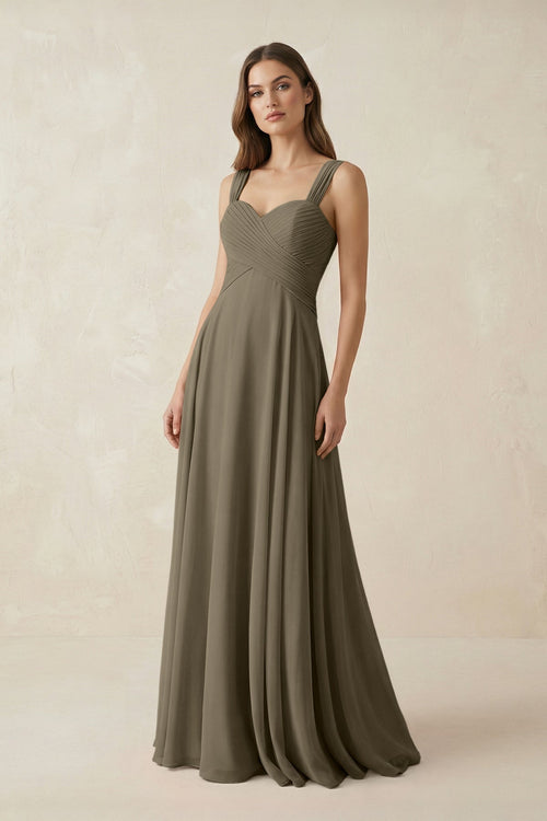 Sweetheart Pleated A - Line Chiffon Bridesmaid Dress in Willow Green - KissProm Bridesmaid Dresses