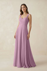 Sweetheart Pleated A - Line Chiffon Bridesmaid Dress in Wisteria - KissProm Bridesmaid Dresses