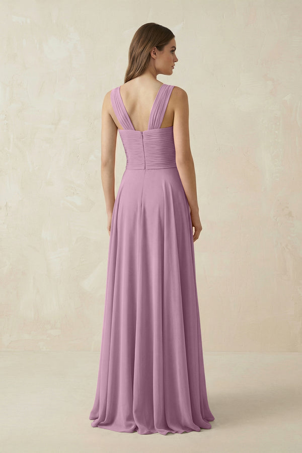 Sweetheart Pleated A - Line Chiffon Bridesmaid Dress in Wisteria - KissProm Bridesmaid Dresses