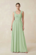 Sweetheart Pleated Chiffon A-Line Bridesmaid Dress in Sage - KissProm BRIDESMAID DRESSES