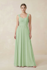 Sweetheart Pleated Chiffon A-Line Bridesmaid Dress in Sage - KissProm BRIDESMAID DRESSES