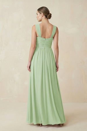 Sweetheart Pleated Chiffon A-Line Bridesmaid Dress in Sage - KissProm BRIDESMAID DRESSES