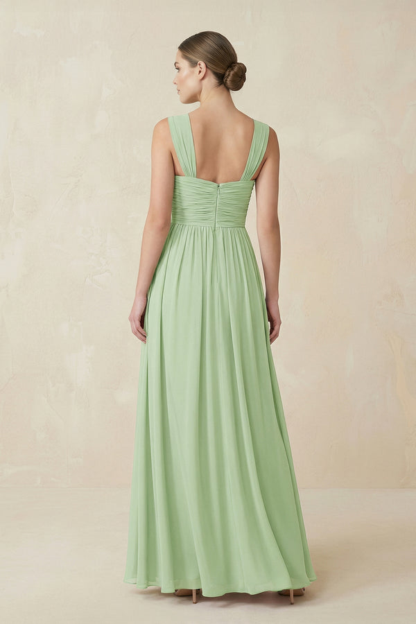 Sweetheart Pleated Chiffon A-Line Bridesmaid Dress in Sage - KissProm BRIDESMAID DRESSES