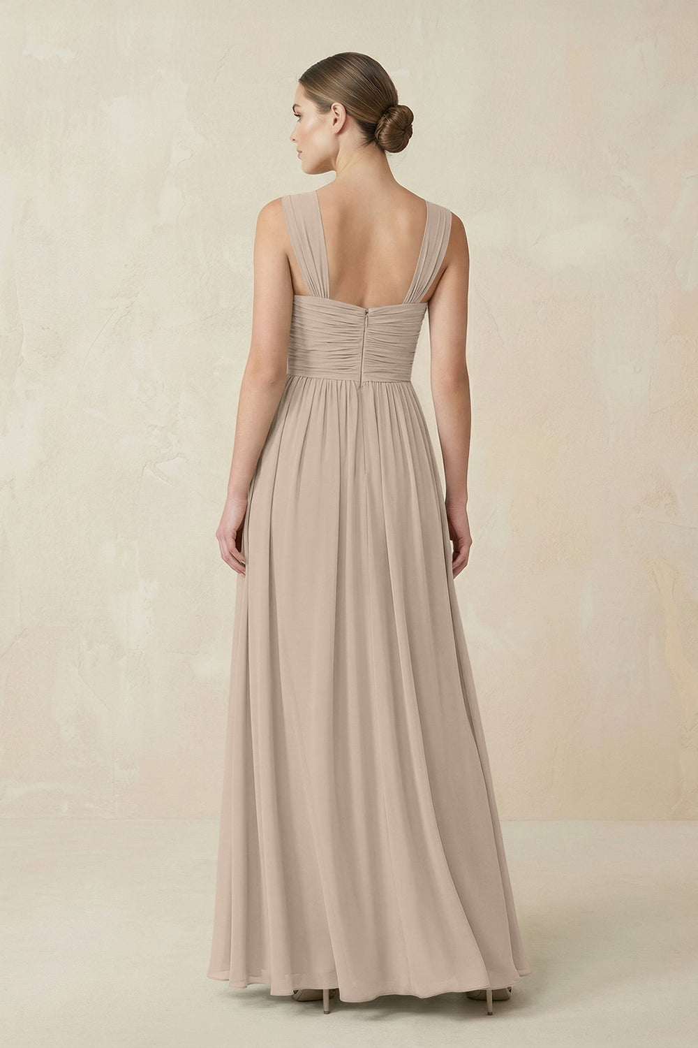 Sweetheart Pleated Chiffon A - Line Bridesmaid Dress in Almond - KissProm Bridesmaid Dresses