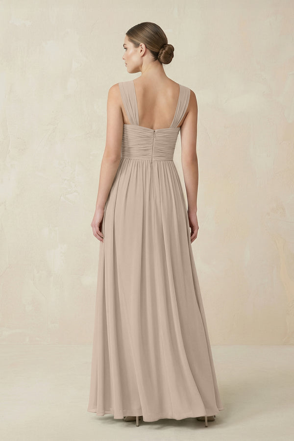 Sweetheart Pleated Chiffon A - Line Bridesmaid Dress in Almond - KissProm Bridesmaid Dresses