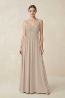 Sweetheart Pleated Chiffon A - Line Bridesmaid Dress in Almond - KissProm Bridesmaid Dresses