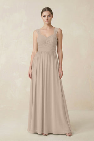 Sweetheart Pleated Chiffon A - Line Bridesmaid Dress in Almond - KissProm Bridesmaid Dresses