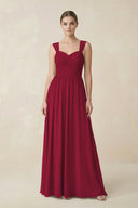 Sweetheart Pleated Chiffon A - Line Bridesmaid Dress in Berry - KissProm Bridesmaid Dresses