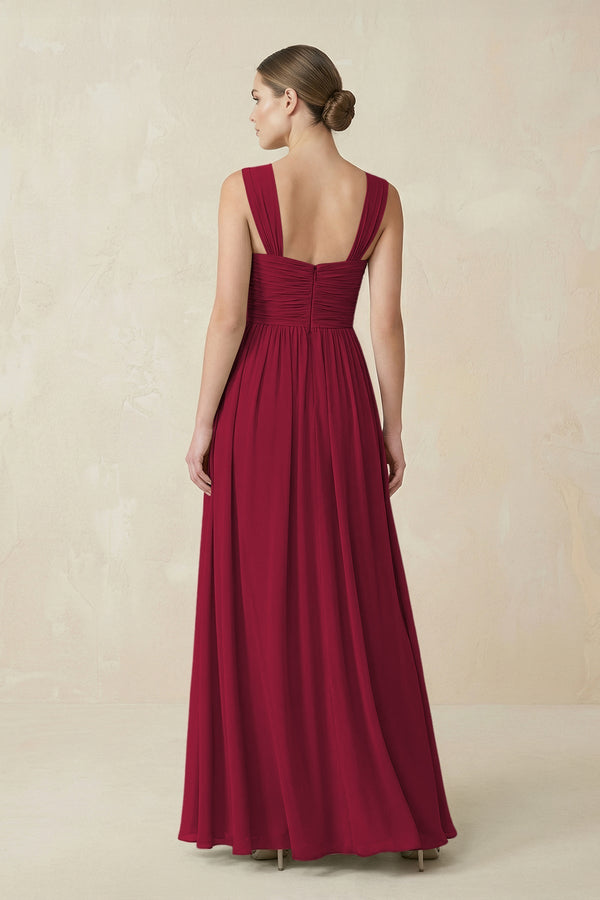 Sweetheart Pleated Chiffon A - Line Bridesmaid Dress in Berry - KissProm Bridesmaid Dresses