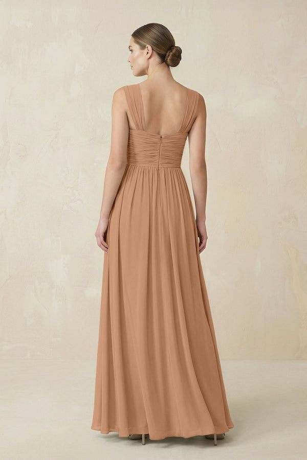 Sweetheart Pleated Chiffon A - Line Bridesmaid Dress in Bronzer - KissProm Bridesmaid Dresses
