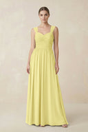 Sweetheart Pleated Chiffon A - Line Bridesmaid Dress in Buttercup - KissProm Bridesmaid Dresses