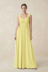 Sweetheart Pleated Chiffon A - Line Bridesmaid Dress in Buttercup - KissProm Bridesmaid Dresses
