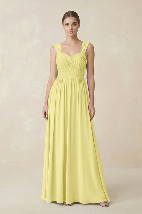 Sweetheart Pleated Chiffon A - Line Bridesmaid Dress in Buttercup - KissProm Bridesmaid Dresses