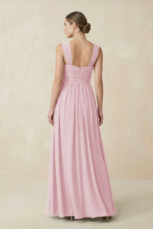Sweetheart Pleated Chiffon A - Line Bridesmaid Dress in Candy Pink - KissProm Bridesmaid Dresses