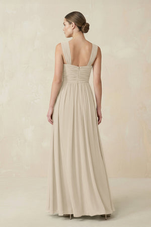Sweetheart Pleated Chiffon A - Line Bridesmaid Dress in Champagne - KissProm Bridesmaid Dresses