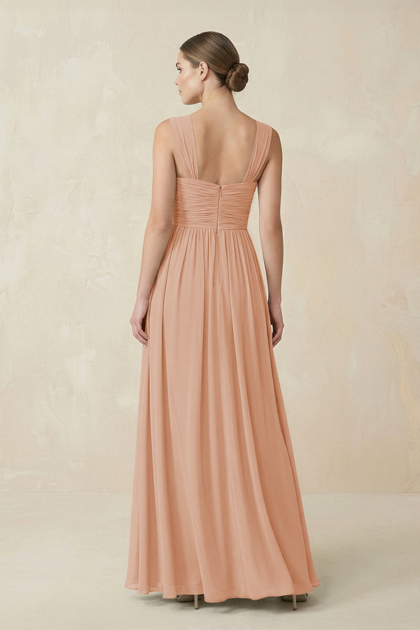 Sweetheart Pleated Chiffon A - Line Bridesmaid Dress in Champagne Rose - KissProm Bridesmaid Dresses
