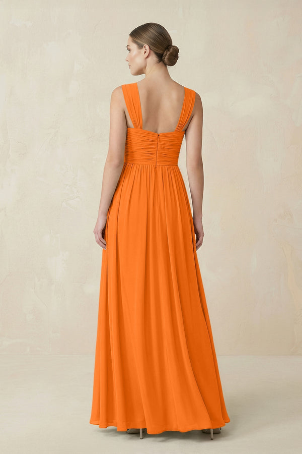 Sweetheart Pleated Chiffon A - Line Bridesmaid Dress in Cinnamon - KissProm Bridesmaid Dresses