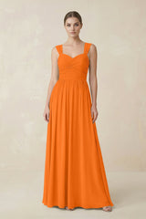 Sweetheart Pleated Chiffon A - Line Bridesmaid Dress in Cinnamon - KissProm Bridesmaid Dresses
