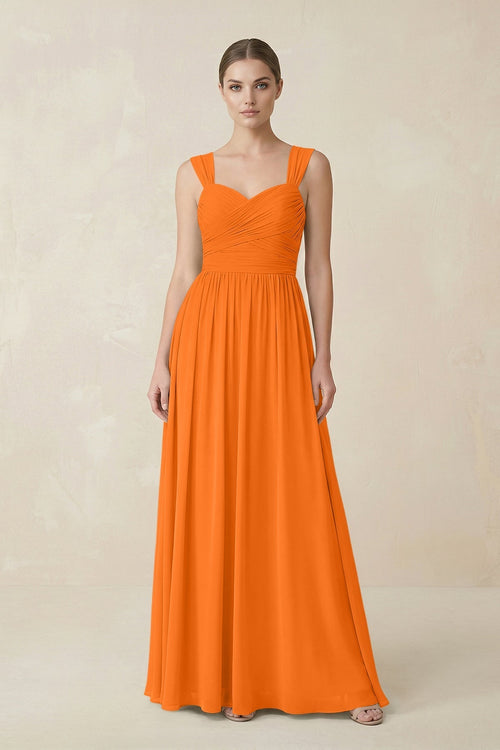 Sweetheart Pleated Chiffon A - Line Bridesmaid Dress in Cinnamon - KissProm Bridesmaid Dresses