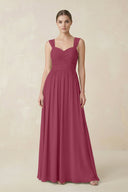 Sweetheart Pleated Chiffon A - Line Bridesmaid Dress in Desert Rose - KissProm Bridesmaid Dresses
