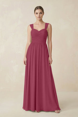Sweetheart Pleated Chiffon A - Line Bridesmaid Dress in Desert Rose - KissProm Bridesmaid Dresses