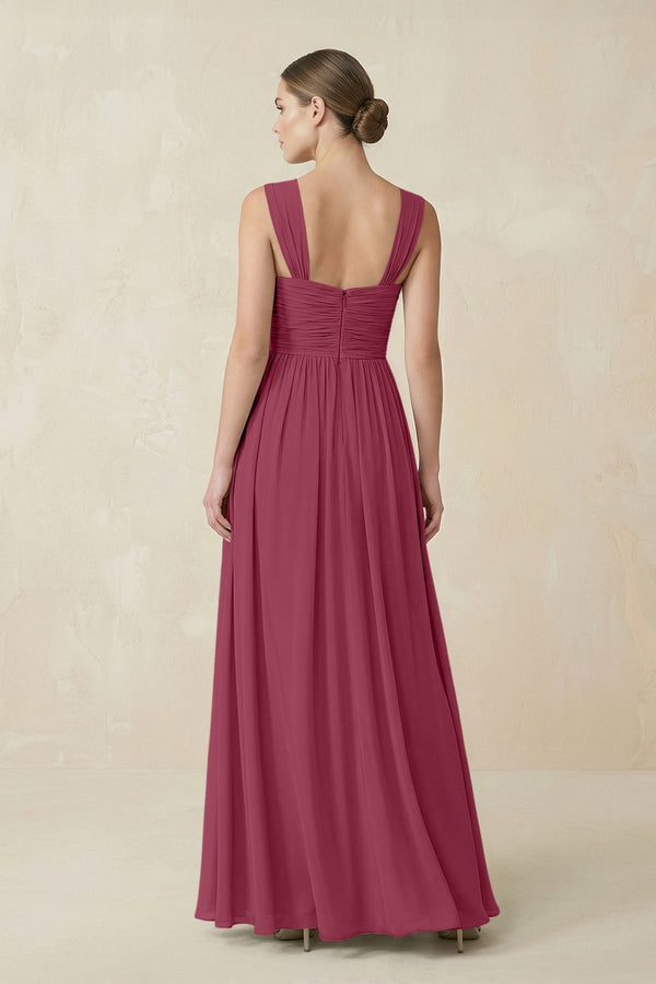 Sweetheart Pleated Chiffon A - Line Bridesmaid Dress in Desert Rose - KissProm Bridesmaid Dresses