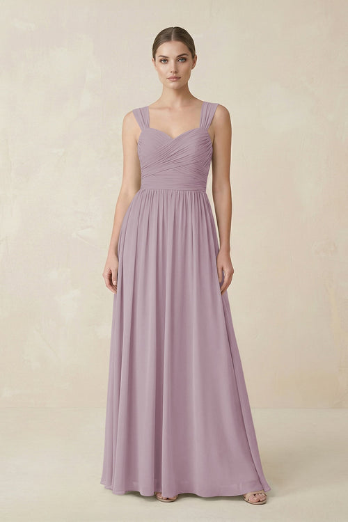 Sweetheart Pleated Chiffon A - Line Bridesmaid Dress in Dusk - KissProm Bridesmaid Dresses