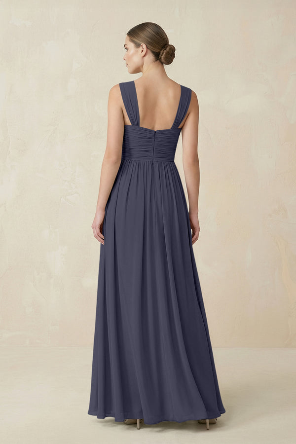 Sweetheart Pleated Chiffon A - Line Bridesmaid Dress in Dusk Blue - KissProm Bridesmaid Dresses
