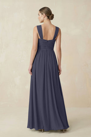 Sweetheart Pleated Chiffon A - Line Bridesmaid Dress in Dusk Blue - KissProm Bridesmaid Dresses