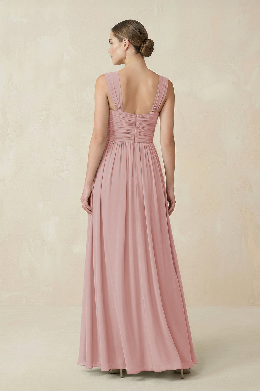 Sweetheart Pleated Chiffon A - Line Bridesmaid Dress in Dusty Rose - KissProm Bridesmaid Dresses