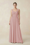 Sweetheart Pleated Chiffon A - Line Bridesmaid Dress in Dusty Rose - KissProm Bridesmaid Dresses