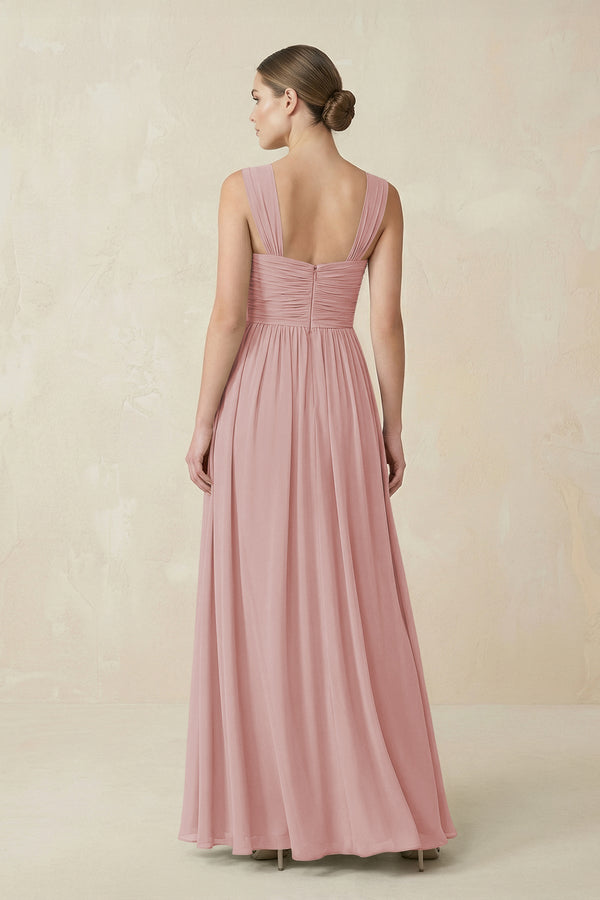 Sweetheart Pleated Chiffon A - Line Bridesmaid Dress in Dusty Rose - KissProm Bridesmaid Dresses
