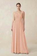 Sweetheart Pleated Chiffon A - Line Bridesmaid Dress in English Rose - KissProm Bridesmaid Dresses