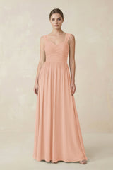 Sweetheart Pleated Chiffon A - Line Bridesmaid Dress in English Rose - KissProm Bridesmaid Dresses