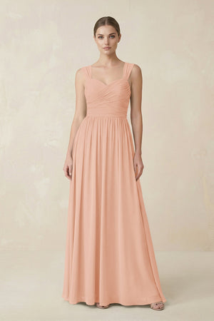 Sweetheart Pleated Chiffon A - Line Bridesmaid Dress in English Rose - KissProm Bridesmaid Dresses