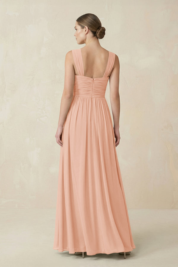 Sweetheart Pleated Chiffon A - Line Bridesmaid Dress in English Rose - KissProm Bridesmaid Dresses
