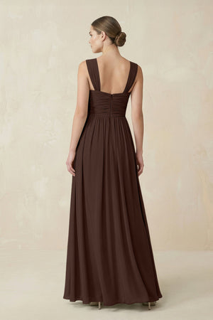 Sweetheart Pleated Chiffon A - Line Bridesmaid Dress in Espresso - KissProm Bridesmaid Dresses