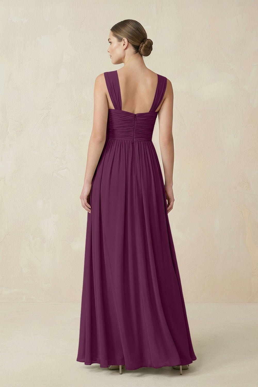 Sweetheart Pleated Chiffon A - Line Bridesmaid Dress in Fig - KissProm Bridesmaid Dresses