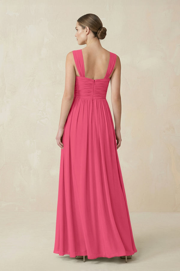 Sweetheart Pleated Chiffon A - Line Bridesmaid Dress in Fuchsia - KissProm Bridesmaid Dresses