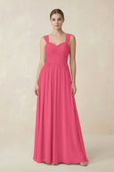 Sweetheart Pleated Chiffon A - Line Bridesmaid Dress in Fuchsia - KissProm Bridesmaid Dresses