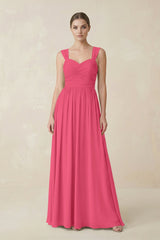 Sweetheart Pleated Chiffon A - Line Bridesmaid Dress in Fuchsia - KissProm Bridesmaid Dresses