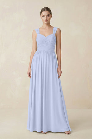 Sweetheart Pleated Chiffon A - Line Bridesmaid Dress in Ice - KissProm Bridesmaid Dresses