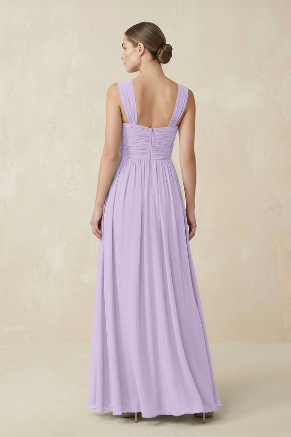 Sweetheart Pleated Chiffon A - Line Bridesmaid Dress in Lavender - KissProm Bridesmaid Dresses