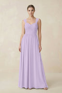 Sweetheart Pleated Chiffon A - Line Bridesmaid Dress in Lavender - KissProm Bridesmaid Dresses