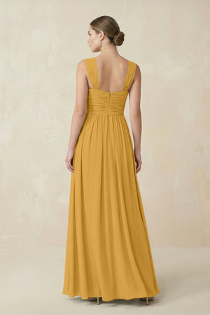 Sweetheart Pleated Chiffon A - Line Bridesmaid Dress in Marigold - KissProm Bridesmaid Dresses