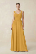 Sweetheart Pleated Chiffon A - Line Bridesmaid Dress in Marigold - KissProm Bridesmaid Dresses