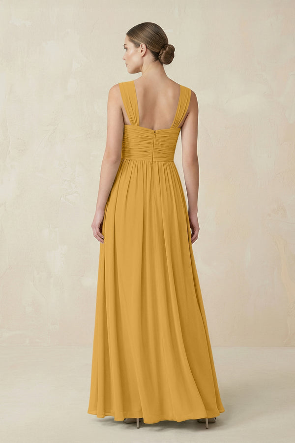Sweetheart Pleated Chiffon A - Line Bridesmaid Dress in Marigold - KissProm Bridesmaid Dresses