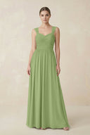 Sweetheart Pleated Chiffon A - Line Bridesmaid Dress in Matcha - KissProm Bridesmaid Dresses