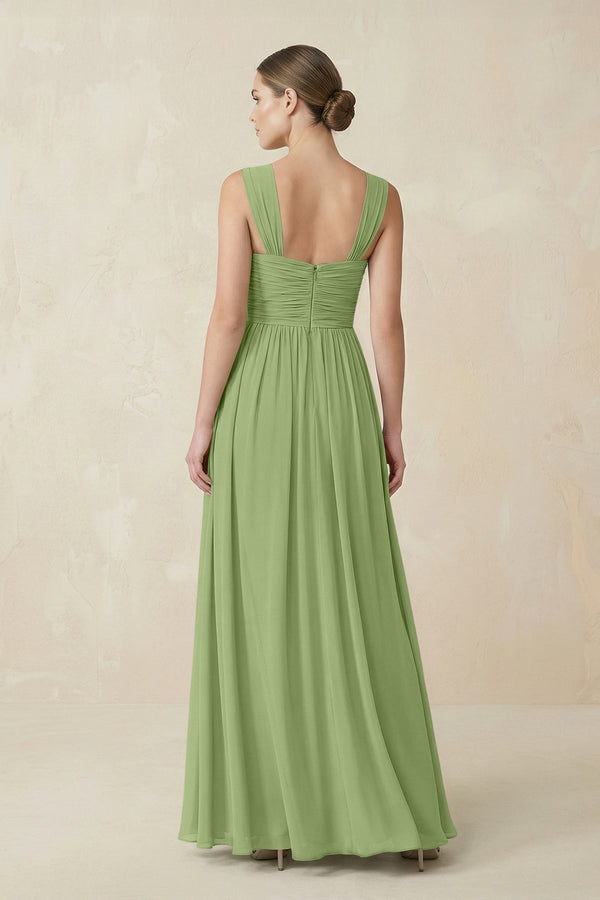Sweetheart Pleated Chiffon A - Line Bridesmaid Dress in Matcha - KissProm Bridesmaid Dresses